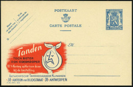 BELGIEN 1941 50 C. Reklame-P. Wappenlöwe, Blau: ..ANTWERPSCHE TANDHEELKUNDIGE KLINIEKEN (Comic-Kopf Mit Verband U. Zahns - Médecine
