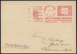 BERLIN-CHARLOTTENBURG/ *1*/ Wieder/ Volles/ Schönes/ Haar/ Durch/ HUMAGSOLAN../ FATTINGER-WERKE 1933 (6.11.) AFS Komusin - Apotheek