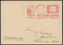 BERLIN-CHARLOTTENBURG/ *1*/ Wieder/ Volles/ Schönes/ Haar/ Durch/ HUMAGSOLAN../ FATTINGER-WERKE 1933 (6.11.) AFS Komusin - Pharmacy