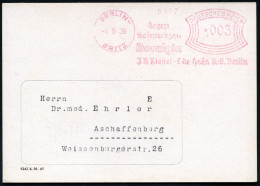 BERLIN-/ BRITZ/ Gegen/ Schmerzen/ Doralgin/ J.D.Riedel-E.de Haen AG. 1936 (4.5.) AFS Francotyp Auf Color-Reklame-Klapp-K - Apotheek