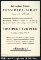 HAMBURG 30/ Beiersdorf 1936 (7.2.) AFS Francotyp Auf Color-Reklame-Klapp-Kt.: Bei Husten TUSSIPECT... (Dragee-Büchse) Fe - Pharmazie