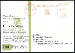 (17a) WEHR (BADEN)/ Ciba AG 1953 (19.9.) AFS Auf Color-Künstler-Reklame-Ak.: Cristafolin.. Bei Herzinsuffienz = Herz, He - Pharmacie