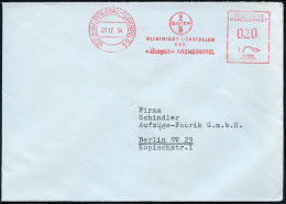 (22a) WUPPERTAL-ELBERFELD 4/ BAYER/ .."Bayer"-ARZNEIMITTEL 1954 (28.12.) Seltener AFS (Firmen-Logo), Rs. Abs.-Vordruck:  - Pharmacy