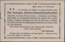 SCHWEIZ 1908 (11.5.) PP 5 C. Tellknabe Grün: Paul Heubergers.. Alpenmilch=Kephirpastillen.. Reinkulturen Des Kaukas. Pil - Médecine