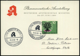 (21a) MÜNSTER (WESTF)/ DEUTSCHER APOTHEKERTAG 1960 (25.6.) SSt (Monogr.-Logo "A") 2x Klar Auf Motivgl. Inl.-Sonderkarte: - Pharmacie