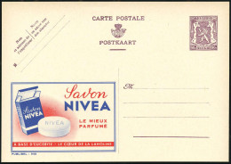 BELGIEN 1948 90 C. Reklame-P. Wappenlöwe, Braunlila: Savon NIVEA.. = Seife (französ. Text), Ungebr. (Mi.P 248 I / 948) - - Pharmacie