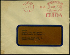 LEIPZIG/ C1/ ELIDA 1931 (4.6.) AFS Francotyp , Rs. Abs.-Vordruck: Parfümerie Elida AG; Fernbf. (Dü.E-1Am) - KOSMETIK / P - Oblitérés