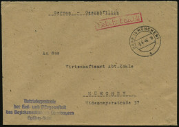 HAAR (b MÜNCHEN)/ A 1946 (5.6.) 2K-Steg + Roter Ra.: Gebühr Bezahlt + Viol. Abs.-4L: Betriebszentrale/ Der Heil- U. Pfle - Medicine