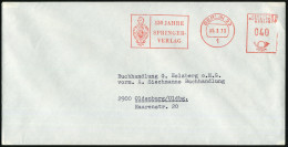 1 BERLIN 33/ 130 JAHRE/ SPRINGER-/ VERLAG 1973 (5.3.) Jubil.-AFS Francotyp (Firmen-Logo) = Springer , Rs. Abs.-Vordr., K - Chess