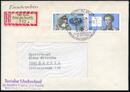 1020 BERLIN 25/ 13.I S B - KONGRESS.. 1980 (7.11.) SSt + Sonder-RZ: 1025 Berlin/Palast Der Republik/a = Hauspostamt Der  - Ajedrez