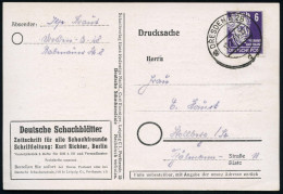 (10a) DRESDEN A 28 1951 (16.4.) 2K-Steg Auf Vordruck-Kt.: Deutsche Schachblätter, Zeitschrift Für Alle Schachfreunde.. , - Schach