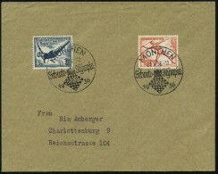 MÜNCHEN/ Schach-Olympia/ GSB 1936 (27.8.) SSt = Schachbrett (+ Monogramm) 2x Auf Olympia 4 Pf.+2 Pf. Uund 8 Pf.+4 Pf. (M - Schaken