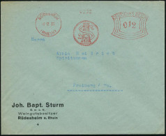 RÜDESHEIM/ (RHEIN)/ St 1933 (8.12.) AFS Francotyp (Firmen-Logo) = Turm , Firmen-Bf.: Joh. Bapt. Sturm GmbH, Weingutsbesi - Schach