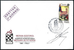 ITALIEN 1981 (1.10.) 300 L. "Schach-WM Meran" + Passender ET-SSt.: 39012 MERANO - MERAN/SCHACHWELTMEISTERSCHAFT (zweispr - Chess