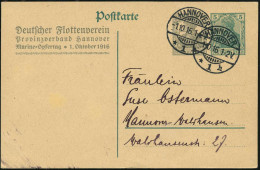 HANNOVER/ *1h 1916 (1.10.) 1K-Gitter Auf PP 2 1/2 + 5 Pf. Germania: Deutscher Flottenverein, Marine-Opfertag * 1. Okt.19 - Schiffahrt