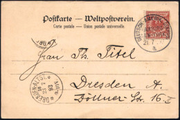 DEUTSCHES REICH 1893 (21.7.) 1K-BPA: DEUTSCH-AMERIK. SEEPOST/HAMBURG-/NEW-YORK/a Klar Auf EF 10 Pf. Adler, Color-Litho-A - Schiffahrt