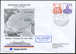 B.R.D. 1986 (23.4.) 2K-BPA.: DEUTSCHE SCHIFFSPOST/ms/Europa/Hapag-Lloyd/ ALASKA-KREUZFAHRT A. PU 20 + 120 Pf. Burgen: WE - Maritime