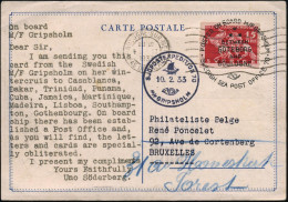 SCHWEDEN 1933 (10.2.) BPA: SWEDESH SEA POST OFFICE/POSTED ON BOARD M-F GRIPSHOLM/BETWEEN/GÖTEBORG/AND/ BOULOGNE (Ma-AS)  - Maritime