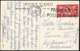 GROSSBRITANNIEN 1953 (17.8.) MWSt.: SOUTHAMPON/PAQUEBOT/PAQUEBOT/POSTED AT SEA Auf Britischer Frankatur, Color-Ausl.-Ak. - Marittimi