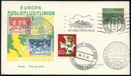 DÄNEMARK /  B.R.D. 1963 (14.5.) Dänisch-deutsche MiF 15 Kr. U. 20 Pf. "Vogelfluglinie" + Rotkreuz-Satz, Dänisher Bord-Ro - Maritime