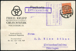 MAGDEBURG 3 1922 (18.1.) 1K-Brücke Auf EF 40 Pf. Ziffer, Orange Mit Firmenlochung "F K G" = F Riedrich Krupp Gruson = He - Marítimo