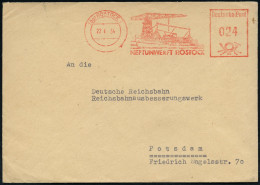 (3a) ROSTOCK 1/ NEPTUNWERFT ROSTOCK 1954 (22.6.) AFS Francotyp Mit Später, Alter PLGZ (= Werft-Kran, Fahrgastschiff) Kla - Maritime