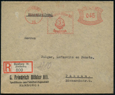 HAMBURG/ 14/ C.Friedrich Böhler Nfl./ Spedition 1931 (22.10.) AFS Francotyp 045 Pf. = Rettungsring U. Anker + RZ: Hambur - Marítimo