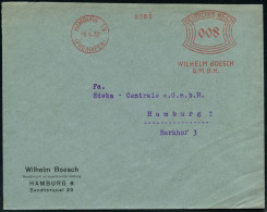 HAMBURG 14/ (FREIHAFEN)/ WILHELM BOESCH/ GMBH 1932 (8.3.) AFS Francotyp = Zoll-Ausschlußgebiet! Klar Auf Firmen-Bf. (Dü. - Maritime