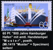 Hamburg 2000 (Mai) 60 Pf. "800 Jahre Hamburger Hafen" Mit Amtl. Handstempel  "M U S T E R" , Postf. + Amtl. Ankündigungs - Maritiem