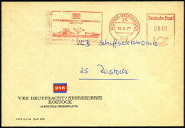 25 ROSTOCK-ÜBERSEEHAFEN/ DDR/ VEB DEUTFRACHT-SEEREEDEREI.. 1977 (16.6.) AFS Postalia, Sonderform, Vierstellig (Frachter  - Maritime