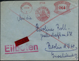 DÜSSELDORF/ 1/ C.J.JONEN Wwe/ SPEDITION 1934 (6.2.) AFS Francotyp "Bogenrechteck" 064 Pf. = Hanse-Kogge , Dekorativer Fe - Maritime