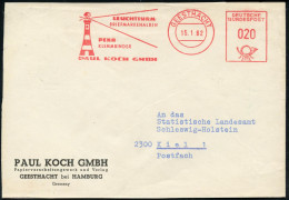 2057 GEESTHACHT/ LEUCHTTURM/ BRIEFMARKENALBEN/ ..P.KOCH 1964 (24.4.) 2 Verschiedene AFS = Leuchtturm Mit Lichtkegel, 1x  - Phares