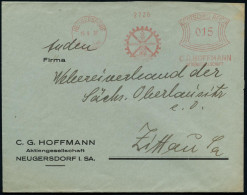 NEUGERSDORF/ (SACHSEN)/ C.G.HOFFMANN/ AG 1931 (16.9.) Dekorativer AFS Francotyp = Leuchtturm (vor Zahnrad) Auf Firmen-Bf - Leuchttürme