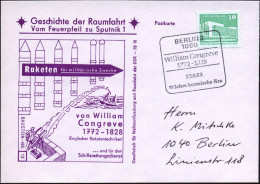 1080 BERLIN 8/ William Congreve/ 1772-1828 1965 (23.6.) SSt Auf Sonder-Kt.: Congreves Militär- U. Schiffs-Rettungs-Raket - Marítimo