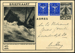 NIEDERLANDE 1933 (5.10.) 5 C. + 3 C. Sonder-P. "Leuchtturm", Schw.: NAT. CRISIS COM(ITEE) = Schiff In Seenot + Zusatzfra - Maritime