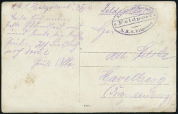 DEUTSCHES REICH 1914 (9.12.) MSP No.13, Viol. Ovalbrücken-Briefstempel: Kaiserliche Marine/* Feldpost */ S.M.S. Helgolan - Schiffahrt