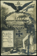 DEUTSCHES REICH 1914 MSP No.28 / No.403, S/w.-Propaganda-Künstler-Ak.: S.M.S. EMDEN, Noch Einen Gruss,, Dann Singt Das D - Marítimo