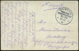 DEUTSCHES REICH 1914 (20.12.) 1K-BPA: KAIS. DEUTSCHE/MARINE-/SCHIFFSPOST/No.59/** = S.M.S. "Kaiser", Linienschiff , Klar - Marítimo