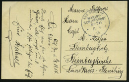 DEUTSCHES REICH 1915 (11.8.) 1K-BPA.: KAIS. DEUTSCHE/MARINE-/SCHIFFSPOST/No. 70 = S.M.S. "Amazone", Kleiner Kreuzer, Fla - Maritime