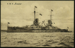 DEUTSCHES REICH 1916 (24.10.) Monochrome Foto-Ak.: S.M.S. "Kaiserin" (= MSP No.83) Linienschiff, III. Geschwader Hochsee - Schiffahrt