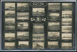 DEUTSCHES REICH 1919 S/w.-Foto-Ak: ..unserer In Ehren Versenkte Deutsche Flotte In Scapa Flow , Sogen. "Mikroskop"-Karte - Maritime