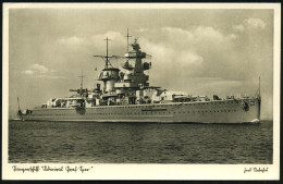 DEUTSCHES REICH 1935 (ca.) S/w.-Foto-Ak.: Panzerschiff "Admiral Graf Spee" (rs. Kl. Haftspuren) Ungebr. (Uhv. Verlag M.  - Maritiem