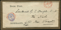 GROSSBRITANNIEN 1880 (16.8.) Roter 1K-PFS: LONDON OFFICIAL/PAID/J/c 2x Auf Büchersendung-Label: BOOK POST ADMIRALTY + Bl - Marítimo