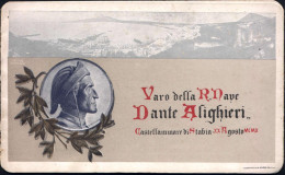 ITALIEN 1910 (20.8.) Dreifach-Klappkt.: Stapellauf Des Schlachtschiffes "Dante Alighieri" Mit Aufsicht/ Seitenriß Bzw. F - Marítimo