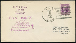 U.S.A. 1936 (26.2.) 1K-BPA: U.S.S./TILLMAN/USS PHELPS/FIRST DAY = Zerstörer (DD-360 + HdN: USS PHELPS Commissioned, Das  - Maritiem