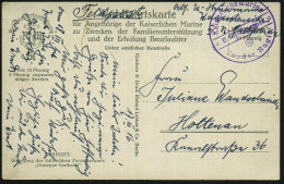 DEUTSCHES REICH 1916 (17.3.) Viol. 1K-Brücken-Briefstempel: Kaiserliche Marine/ Tender Rugia = U-Boot-Tender U. Wohnschi - Sous-marins