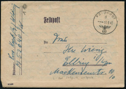 DT.BES.ITALIEN 1943 (13.9.) 1K: FELDPOST/h/--- + Hs. Abs.: "Korv.(etten) Kap(i)t(än).. M 52040" = U-Boot-Stützpunkt  L A - Sous-marins