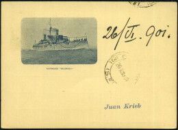 ARGENTINIEN 1901 2 C. Sonder-P. General Mitre: Küstenpanzerschiff "Gen. Belgrano" (Abb. S.Schiffes) Ungebr., Im Falkland - Sous-marins