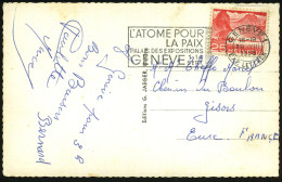 SCHWEIZ 1958 (Aug.) MWSt.: GENEVE 1/L'ATOME POUR/LA PAIX/PALAIS DES EXPOSITIONS.. = ATOM FÜR DEN FRIEDEN, Klar Gest. Aus - ONU
