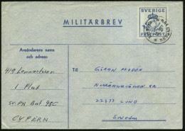 ZYPERN /  SCHWEDEN 1972 (7.10.) 1K: SVENSKA FN-BAT CYPERN/* + Hs. Abs.: "SV. FN Bat 48 C, CYPERN" , Schwed. Feldpost-Ums - VN